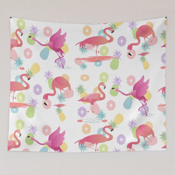 Item preview, Summer patterns with flamingos and pineapples designed and sold by CustomHive.