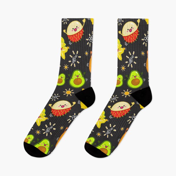 Item preview, Excited happy tropical fruits (Dark BG) designed and sold by mixMixtli.