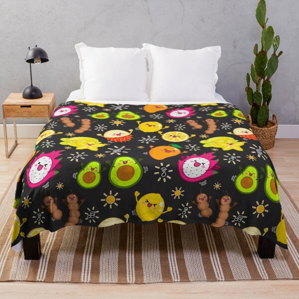 Item preview, Excited happy tropical fruits (Dark BG) designed and sold by mixMixtli.