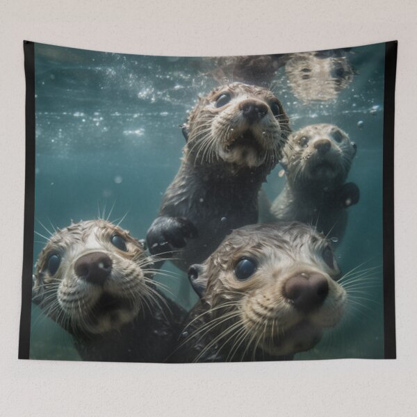 Item preview, Baby Otters Swimming designed and sold by luvablelifeform.