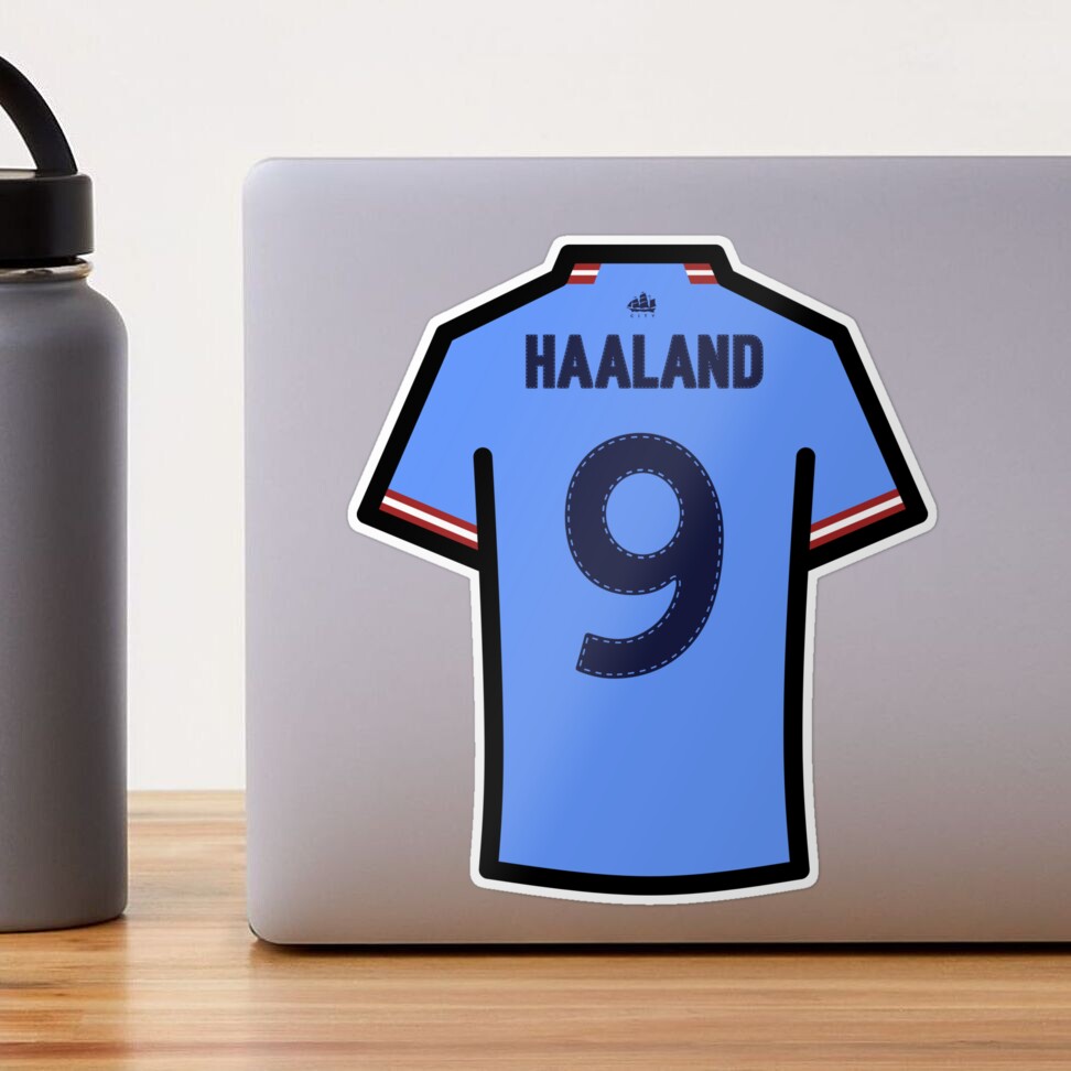 Póster for Sale con la obra «Camiseta de fútbol Haaland #9 MC Sky Blues  (2)» de Millustgfx