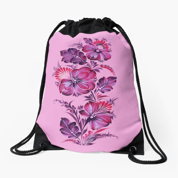 Mochila de Cuerdas con Estampado de Flores para Mujer