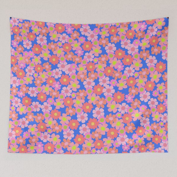 Item preview, Warm Flower Power on Blue designed and sold by springstdesign.