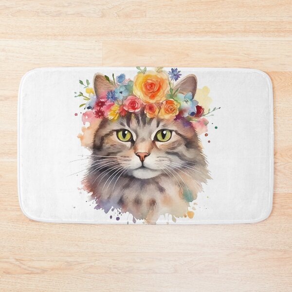 Item preview, Watercolor Flower Crown Cat designed and sold by CraftingImpulse.