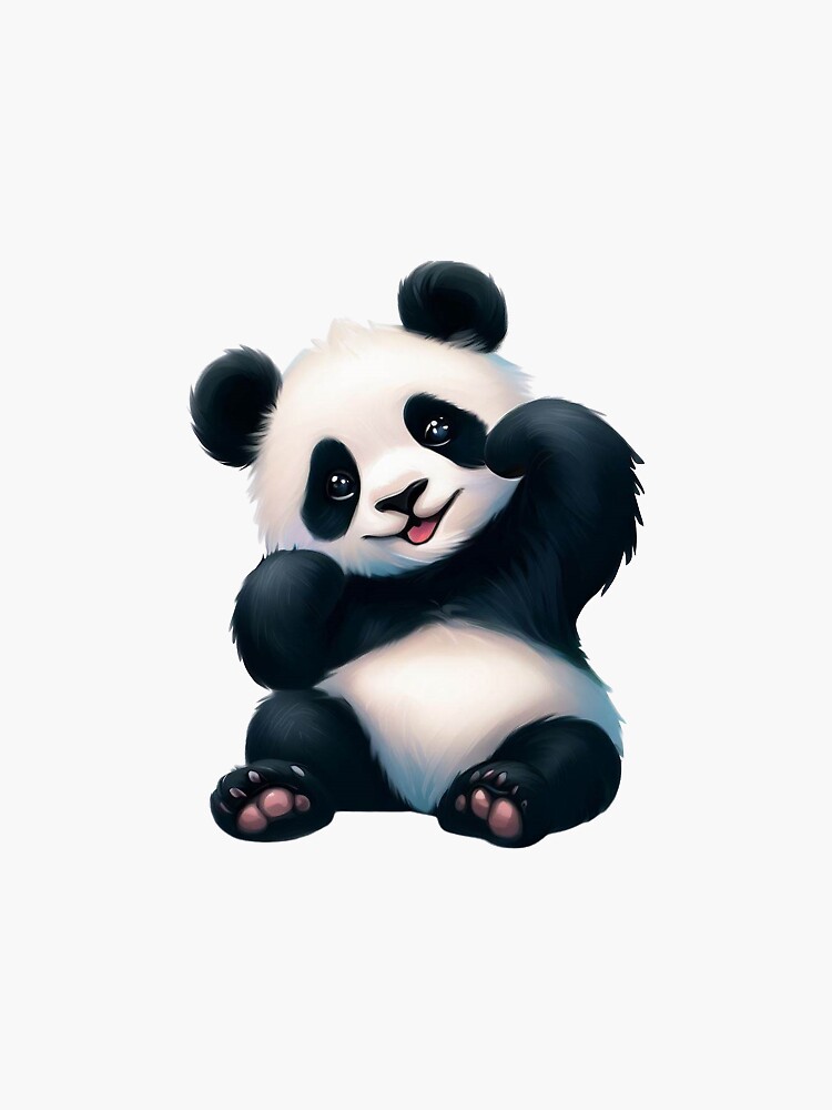 Thumbnail 3 of 3, Sticker, Cute Panda designed and sold by TeeMugs3.