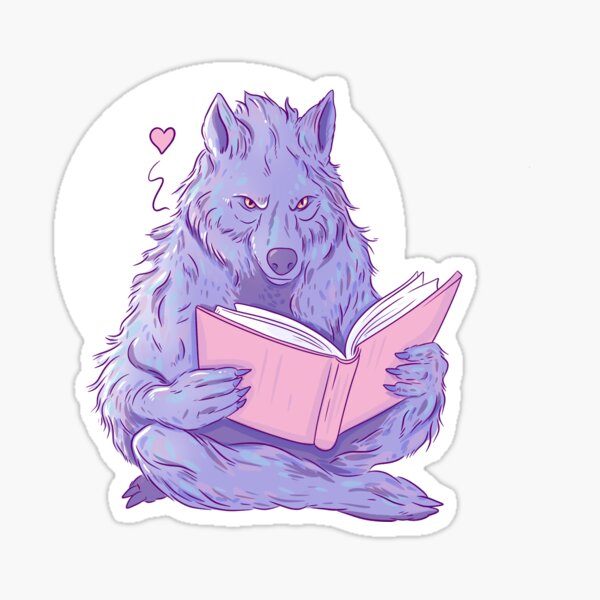 Werewolf reading a book Sticker