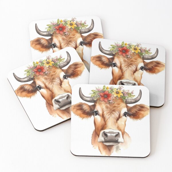 Item preview, Watercolor Flower Crown Cow designed and sold by CraftingImpulse.