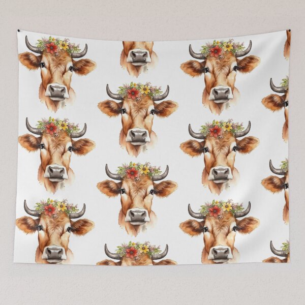 Item preview, Watercolor Flower Crown Cow designed and sold by CraftingImpulse.