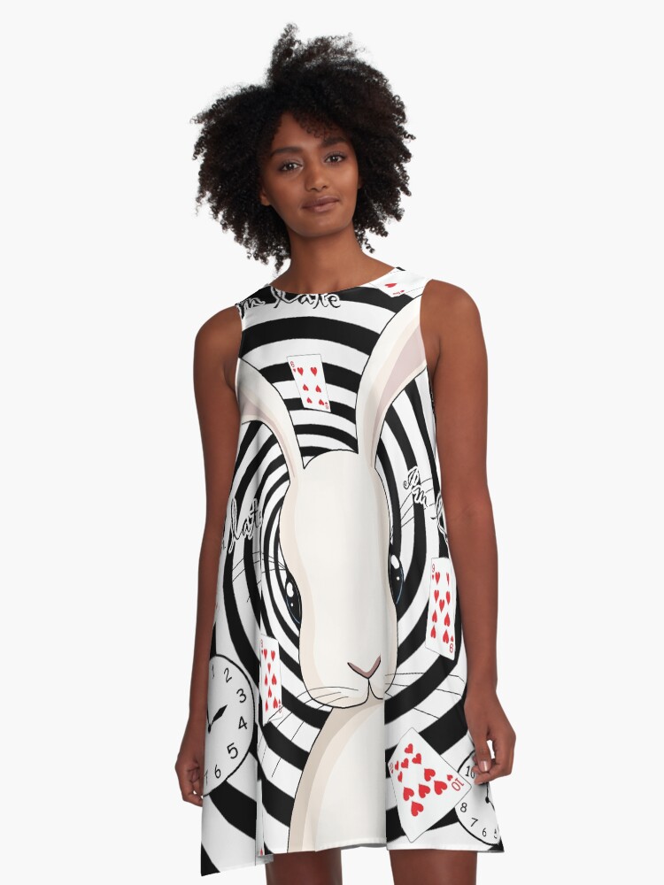 Thumbnail 1 of 4, A-Line Dress, White rabbit in Wonderland designed and sold by ValentinaHramov.