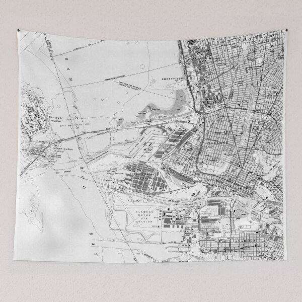 Item preview, Vintage Map of Oakland California (1959) BW designed and sold by BravuraMedia.