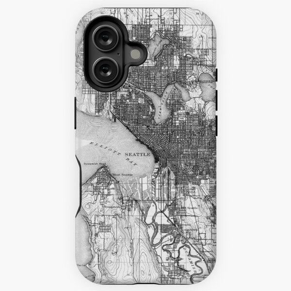 Item preview, Vintage Map of Seattle Washington (1908) BW designed and sold by BravuraMedia.