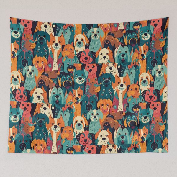 Item preview, Happiness is Happy Dogs Funny and Sweet Seamless Smiling Doggies Design designed and sold by JoyOfHopeStore.