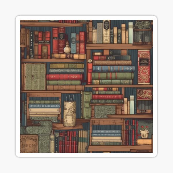Item preview, Antique bookshelf all over pattern designed and sold by BVPatternStudio.