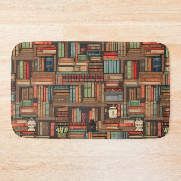 Item preview, Retro bookshelf all over pattern designed and sold by BVDigitalArt.