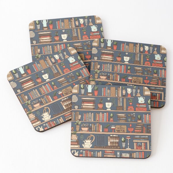 Item preview, book lover's bookshelf illustration designed and sold by BVDigitalArt.