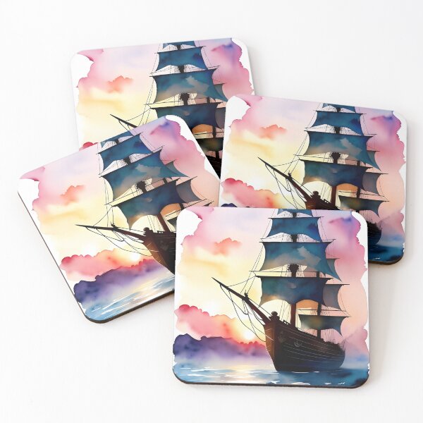 Item preview, Pirate Ship on the Ocean at Sunrise designed and sold by Erika V..
