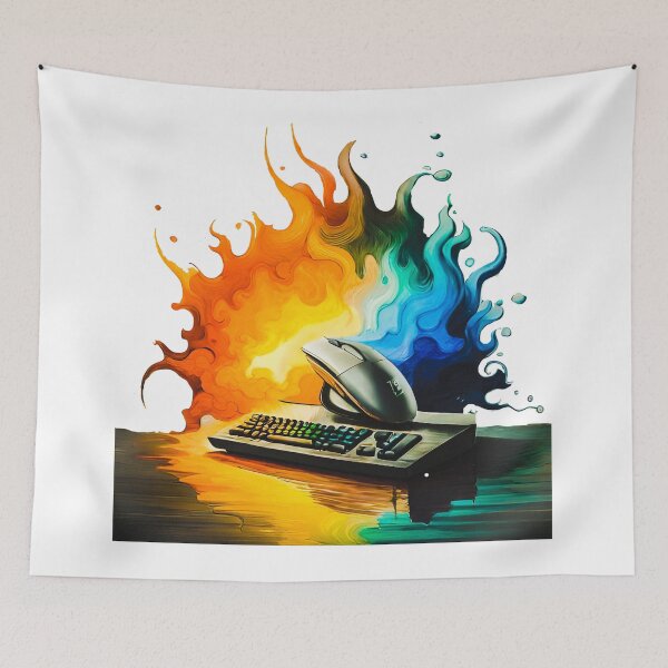 Item preview, Watercolor Style Flaming Mouse And Keyboard designed and sold by OutOfTheBoxArt1.