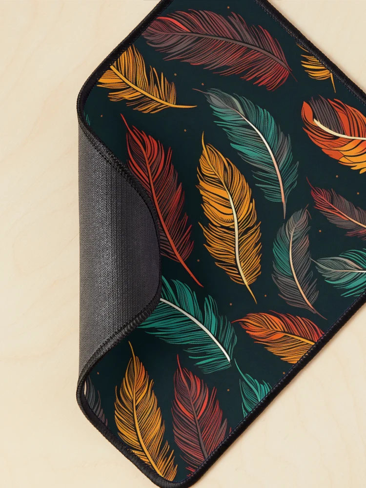 Thumbnail 2 of 5, Mouse Pad, Colorful Feathers designed and sold by InfinityPattern.
