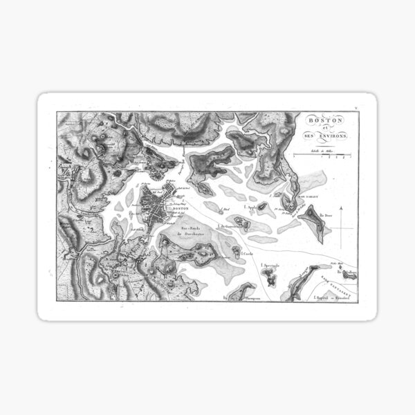 Item preview, Vintage Map of Boston Harbor (1807) BW designed and sold by BravuraMedia.