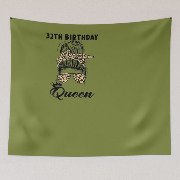 Item preview, 32th Birthday Queen Happy 32 Years Old Messy Bun Leopard 	 designed and sold by gjcgahnij15.