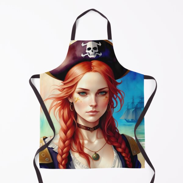 Item preview, Red Haired Pirate Wench with Ocean Sunrise Background designed and sold by Erika V..