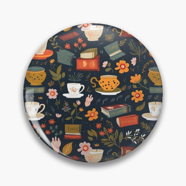 Item preview, Flowery books and tea pattern designed and sold by BVDigitalArt.