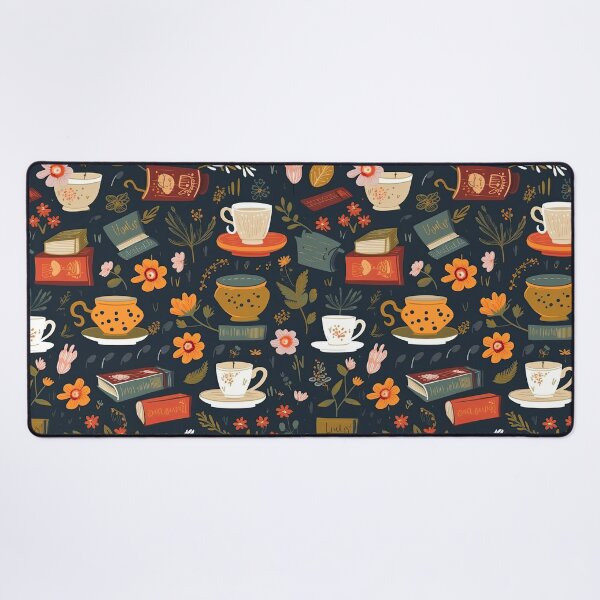 Item preview, Flowery books and tea pattern designed and sold by BVDigitalArt.