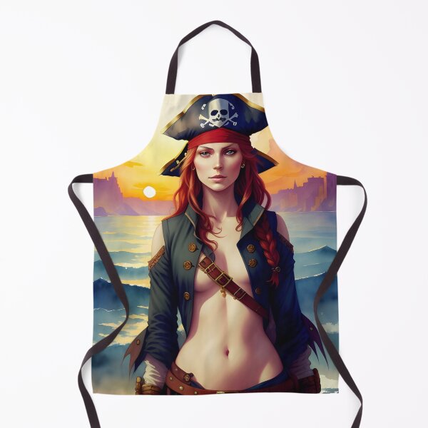 Item preview, Red Haired Pirate Wench with Ocean Sunrise Background designed and sold by Erika V..