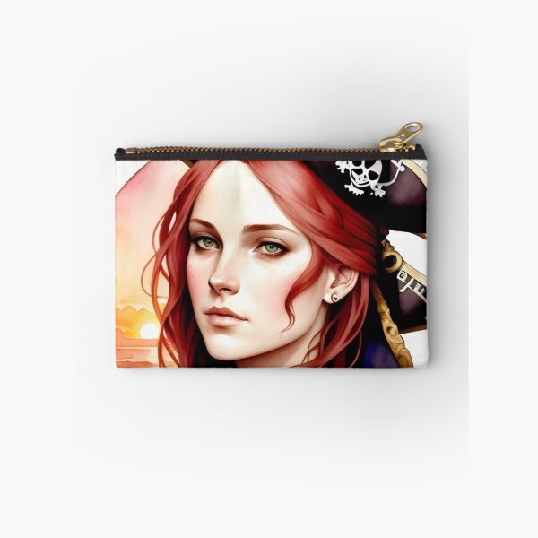 Item preview, Red Haired Pirate Wench with Ocean Sunrise Background designed and sold by Erika V..