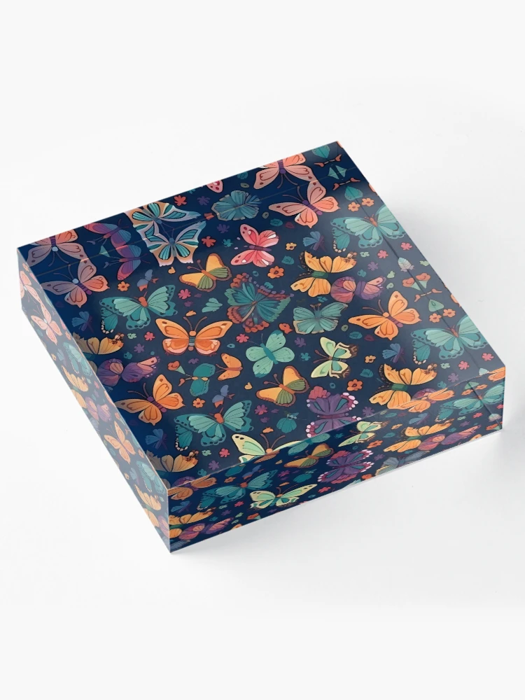 Thumbnail 4 of 5, Acrylic Block, Butterflies Pattern designed and sold by InfinityPattern.