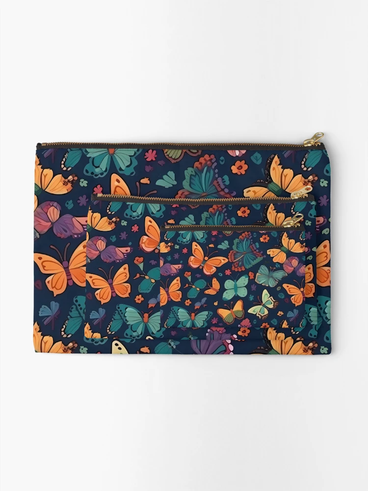 Thumbnail 2 of 4, Zipper Pouch, Butterflies Pattern designed and sold by InfinityPattern.