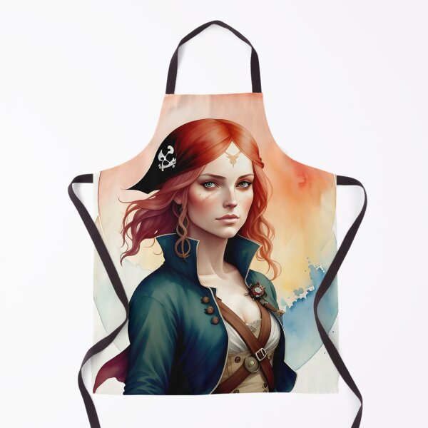 Item preview, Red Haired Pirate Wench with Ocean Sunrise Background designed and sold by Erika V..