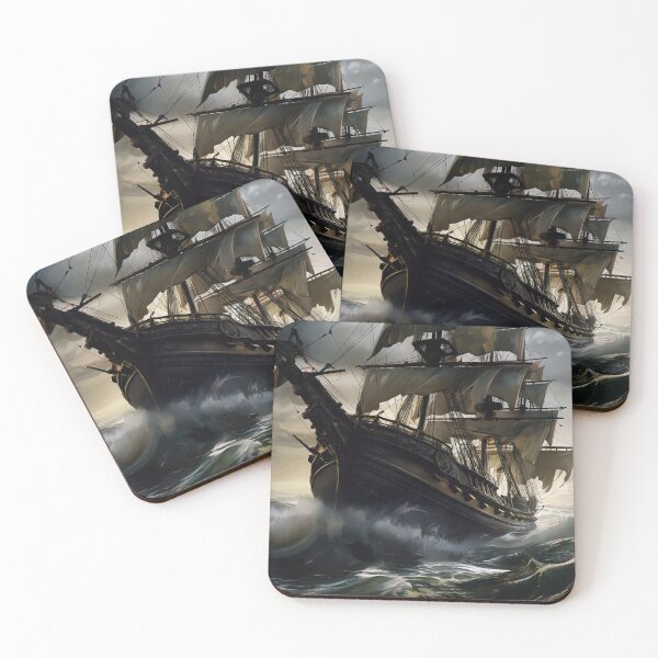 Item preview, A pirate ship sailing across the rough sea designed and sold by Good Candy.