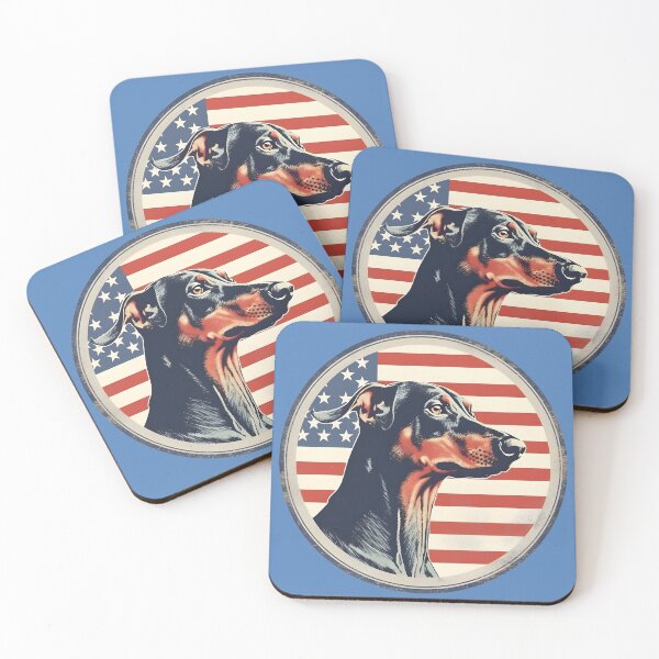 Item preview, Dobermann on a vintage distressed American flag designed and sold by Clearmind-Arts.