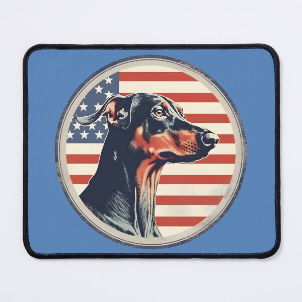 Item preview, Dobermann on a vintage distressed American flag designed and sold by Clearmind-Arts.