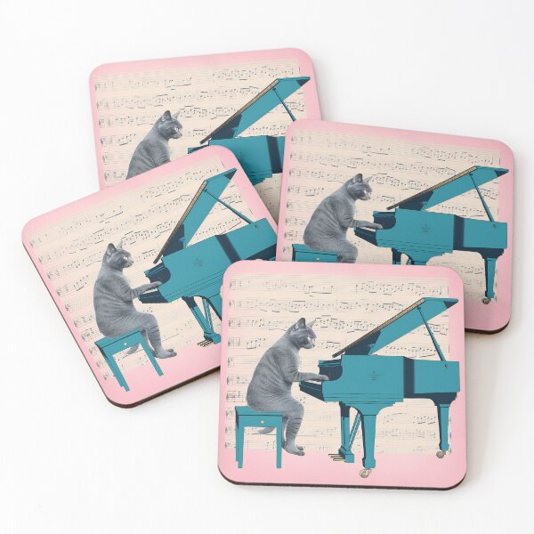 Item preview, Cute Cat Kitty Playing Piano Music Note Clef Musician Art  designed and sold by miraclemeows.