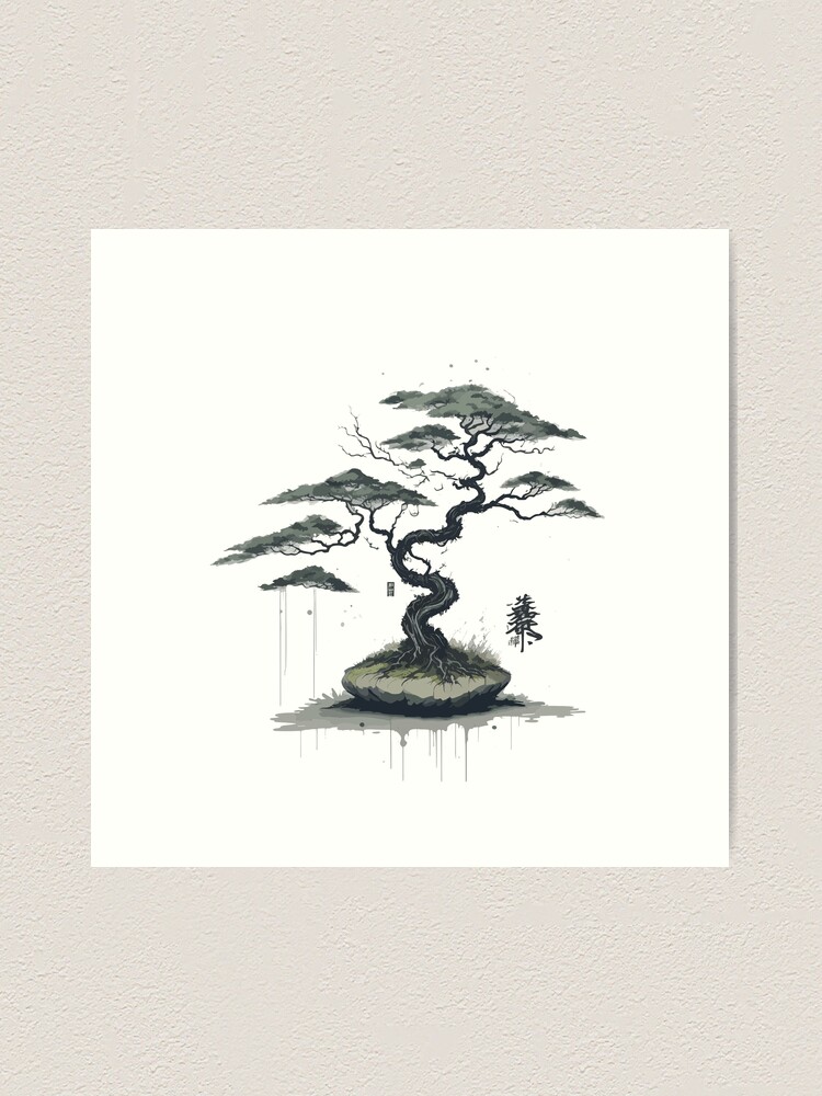 Bonsai Tree Japanese Ink Splash Art