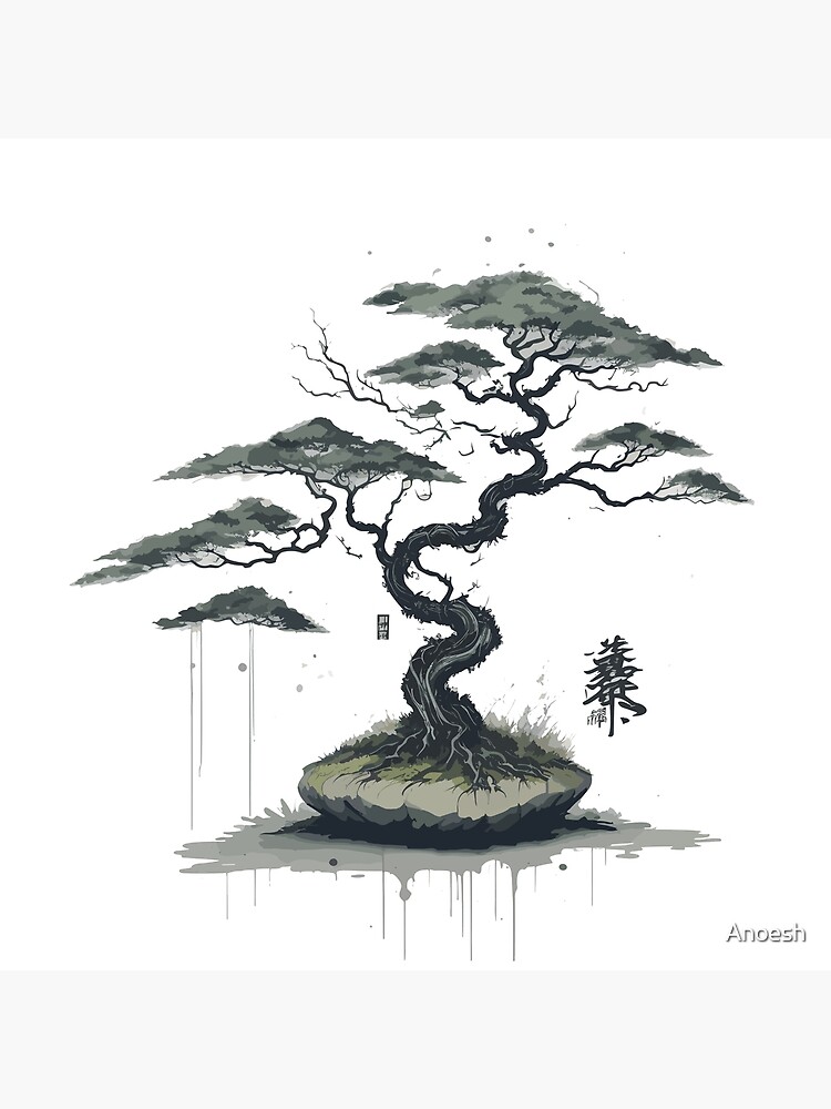 Bonsai Tree Japanese Ink Splash Art