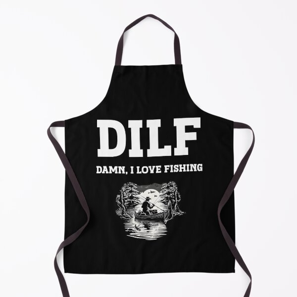 Item preview, DILF Damn I Love Fishing Dad Fisherman Boat Funny Meme Quote Black and White designed and sold by lesvalises.