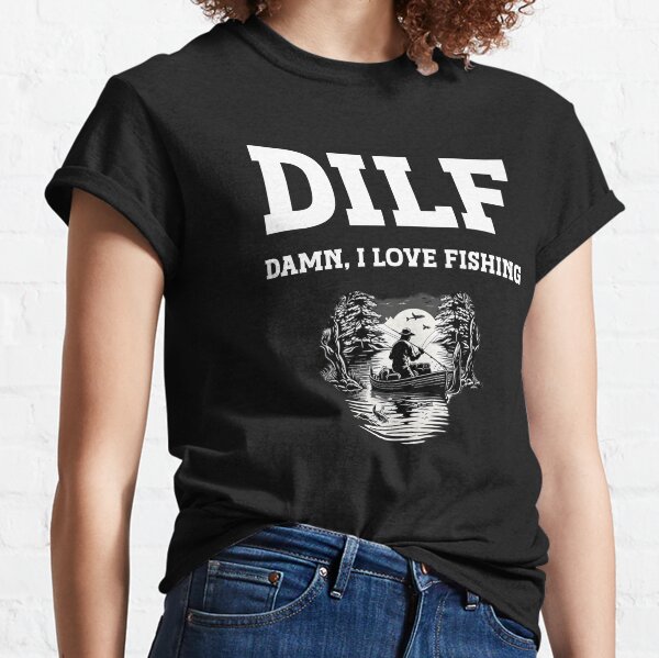 Dilf-Damn I Love Fishing Funny Fishing Saying Fishermen Vintage Men's  T-Shirt