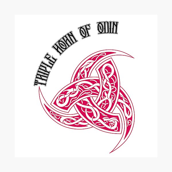 Item preview, Odin's triple horn: Tribal representation of this characteristic Viking symbol in red. designed and sold by MonstersVariety.