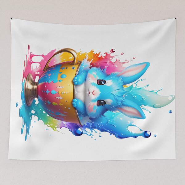 Item preview, blue rabbit in a cup designed and sold by DStudioArt.