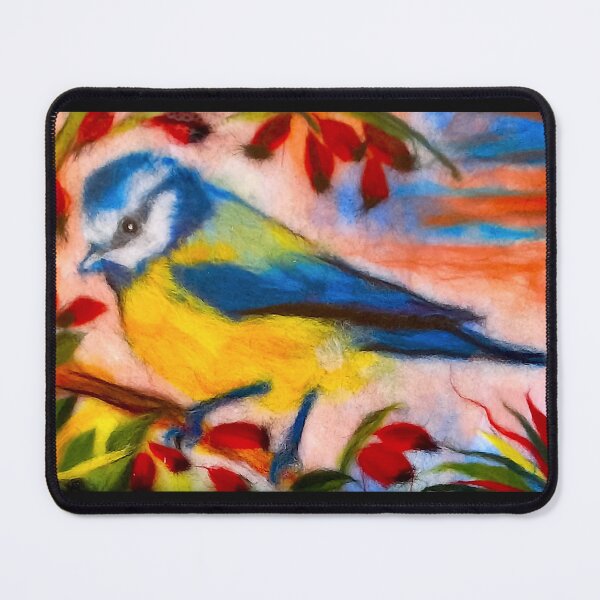 Item preview, blue tit garden bird carded wool felting tit garden birds designed and sold by FLEURDELAINE04.