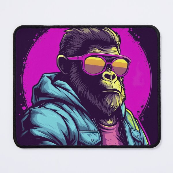 Item preview, Vibrant Manga Art: Retrowave Gorilla Design with Neon Colors and Golden Ratio Composition designed and sold by Abili-Tees.