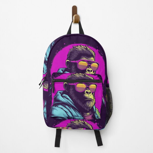 Item preview, Vibrant Manga Art: Retrowave Gorilla Design with Neon Colors and Golden Ratio Composition designed and sold by Abili-Tees.