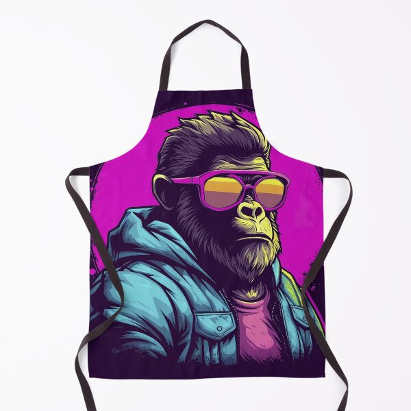 Item preview, Vibrant Manga Art: Retrowave Gorilla Design with Neon Colors and Golden Ratio Composition designed and sold by Abili-Tees.