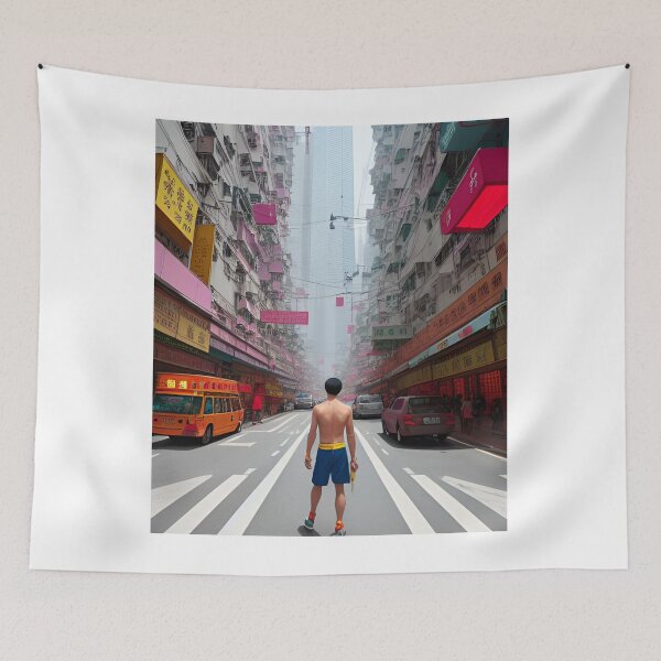 Aperçu de l'œuvre Homme debout dans la rue de Hong Kong créée et vendue par Places On Earth.
