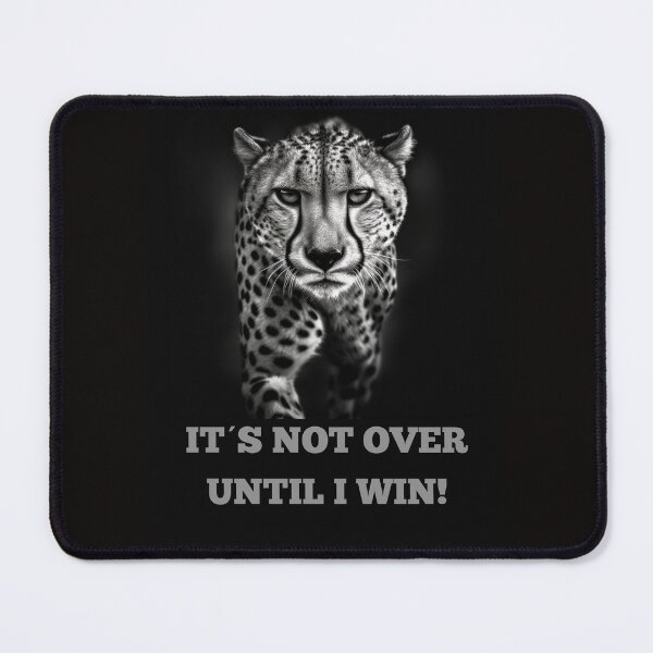 Item preview, Victory Pursuit - Minimalist black and white cheetah mural with motivational quote designed and sold by MedusaAiArt.