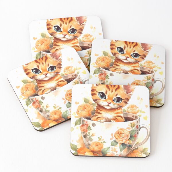 Item preview, Bengal Cat Clipart, Cat in Tea Cup, Floral Teacup Art, Kitty in Mug, Garden Cat, Tea Time Cat, Rosy Teacup, Cat Garden Art designed and sold by CoolorPainting.