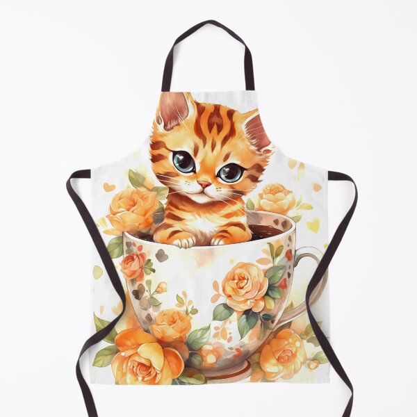 Item preview, Bengal Cat Clipart, Cat in Tea Cup, Floral Teacup Art, Kitty in Mug, Garden Cat, Tea Time Cat, Rosy Teacup, Cat Garden Art designed and sold by CoolorPainting.